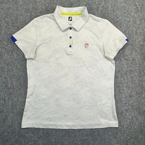 FootJoy Polo Shirt Womens L White Grey Marble Print Short Sleeve Golf Top